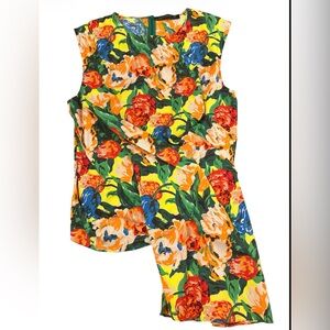 Zara Woman Draped Floral Print Top